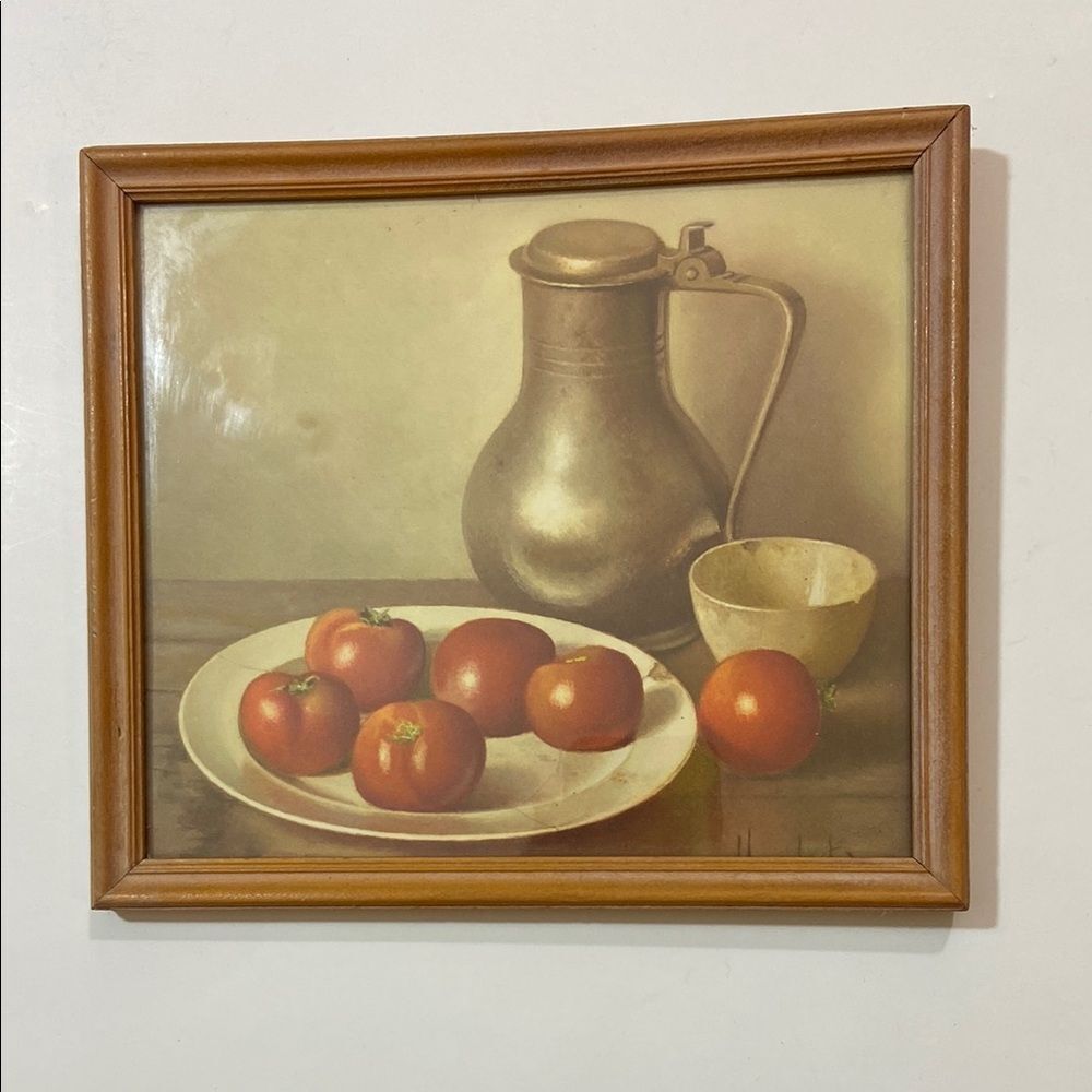 Henk Bos Vintage Still Life Wall Art with Brown Frame